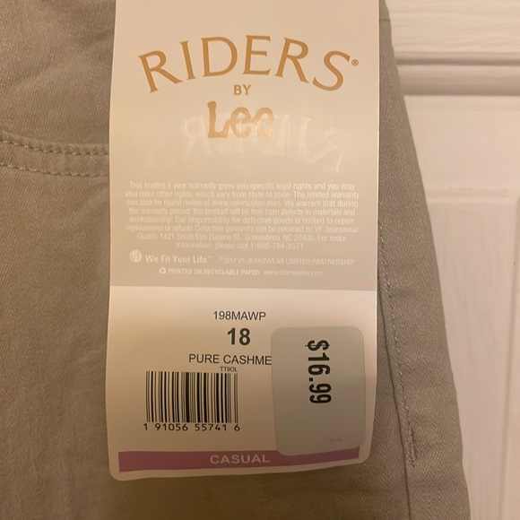 Tan Capris by Riders by Lee. Size is 18 - Picture 10 of 10